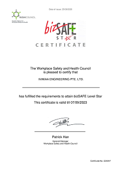 Biz Safe Star Certificate